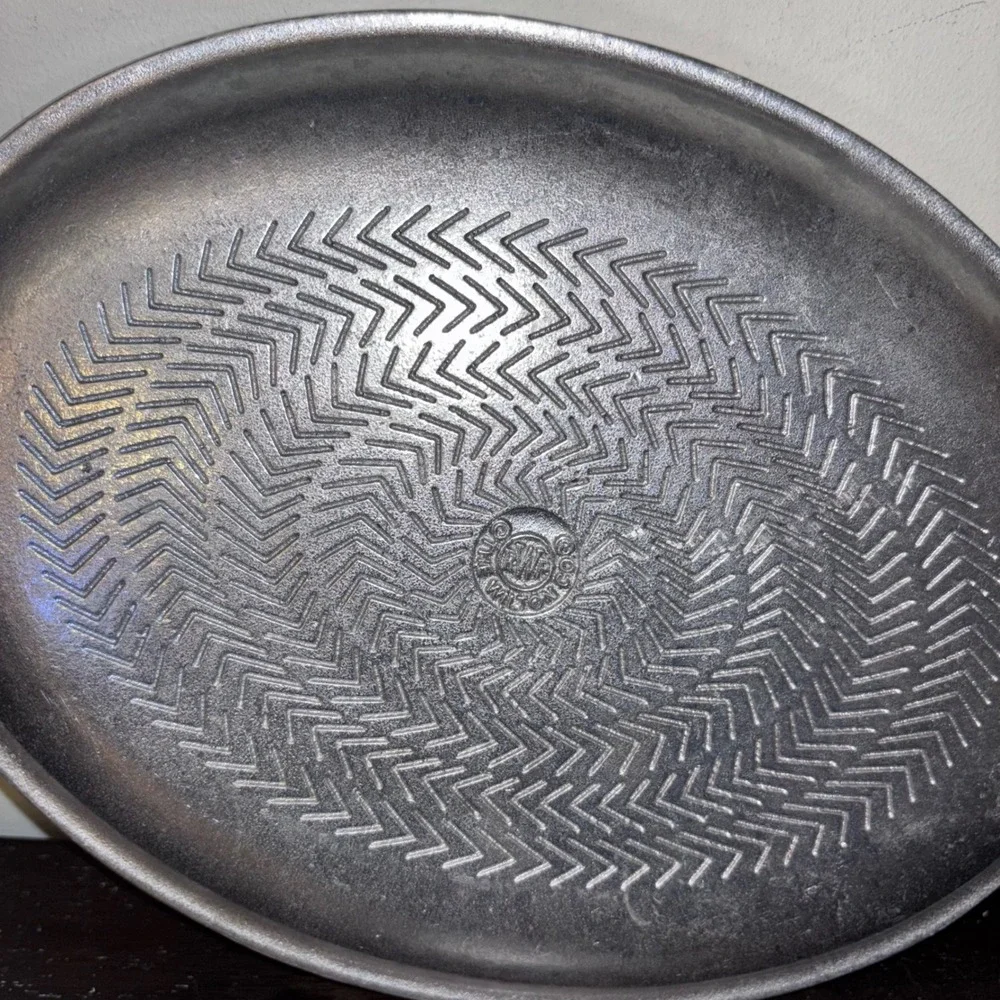 Vintage | Wilton RWP‎ | Pewter Oval Griddle Pan Rope Handle Textured Bottom